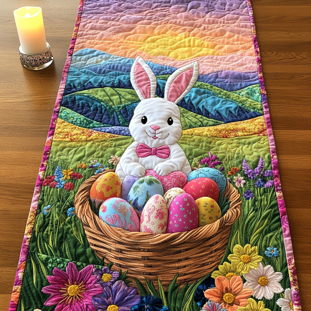 Spring Joy Quilted Table Runner Easter Table Decor Ideas Funny Gifts For Friends