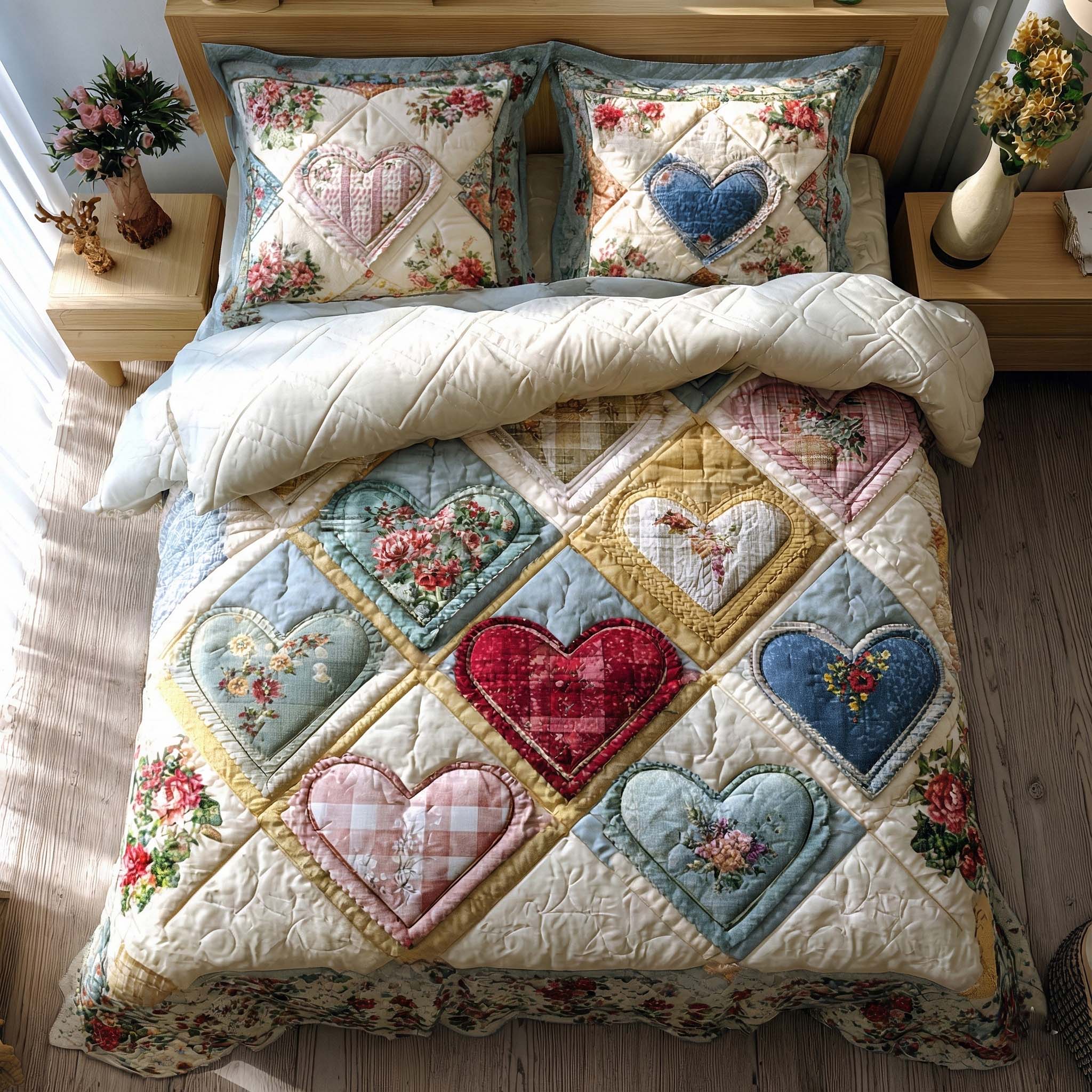 Spring Patch Quilted Bedding Set Cozy Bedroom Ideas Great Mother's Day Gifts