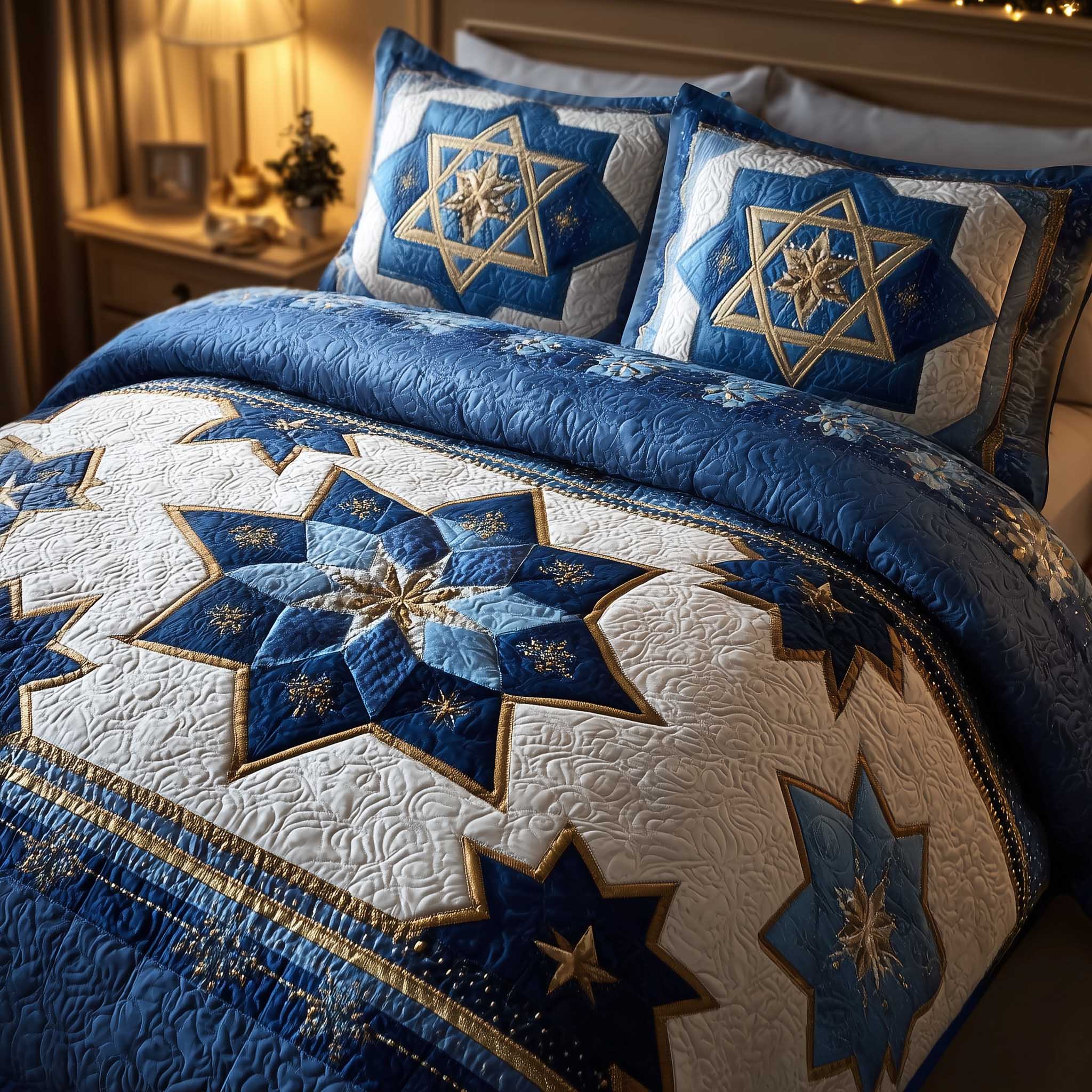 Star of David Quilted Bedding Set Best King Bedding Sets Jewish Gifts Merchandise