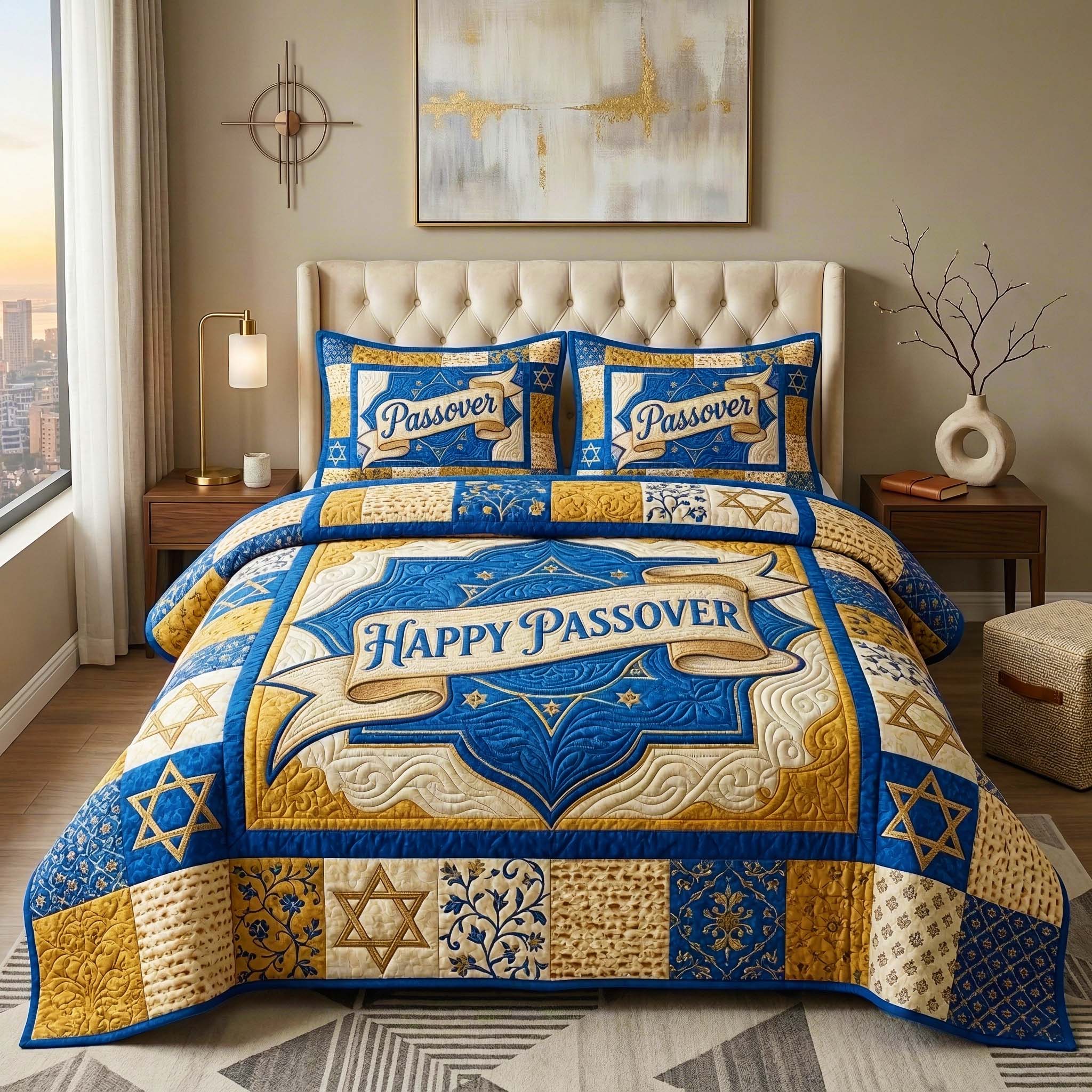 Star Passover Quilted Bedding Set Bedroom Decor Ideas Best Passover Gifts
