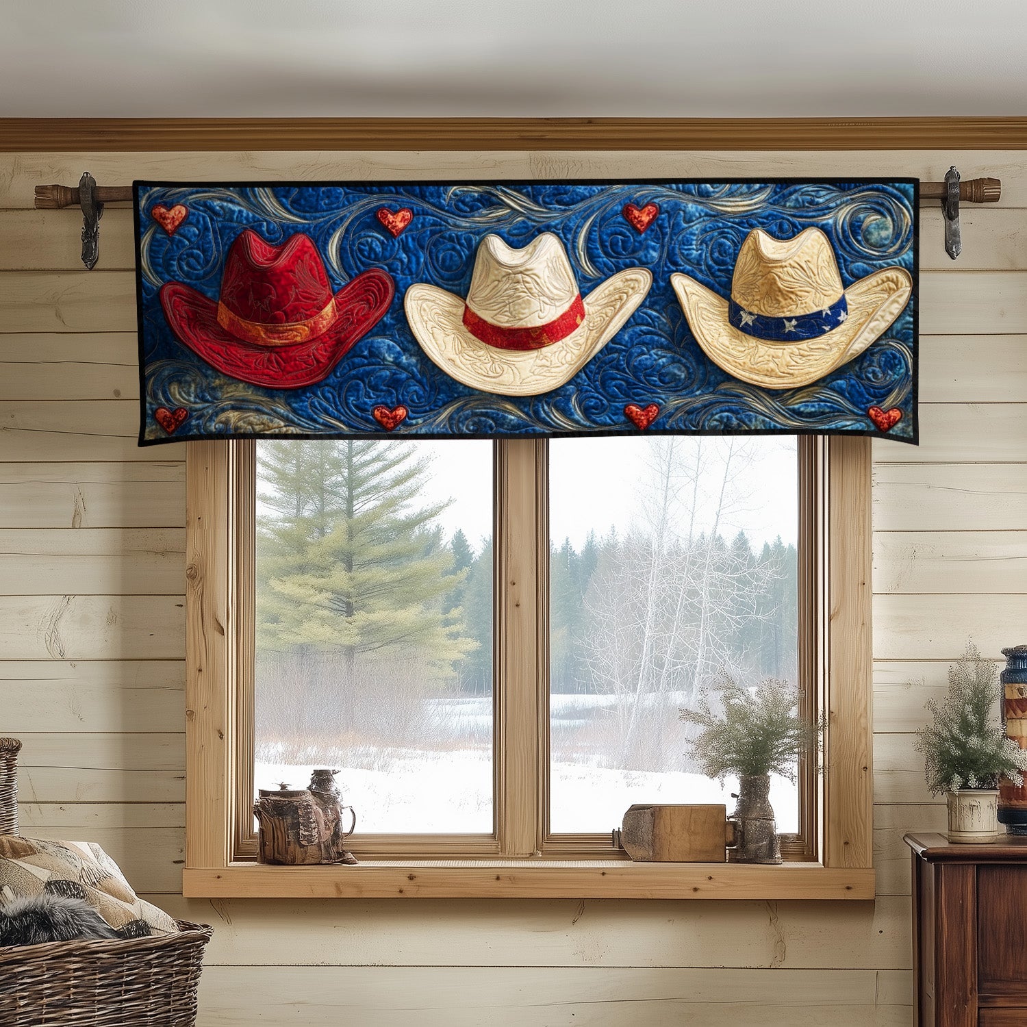 Stars Hats Grit Quilted Valance Home Decor Items Gifts For Little Cowboys
