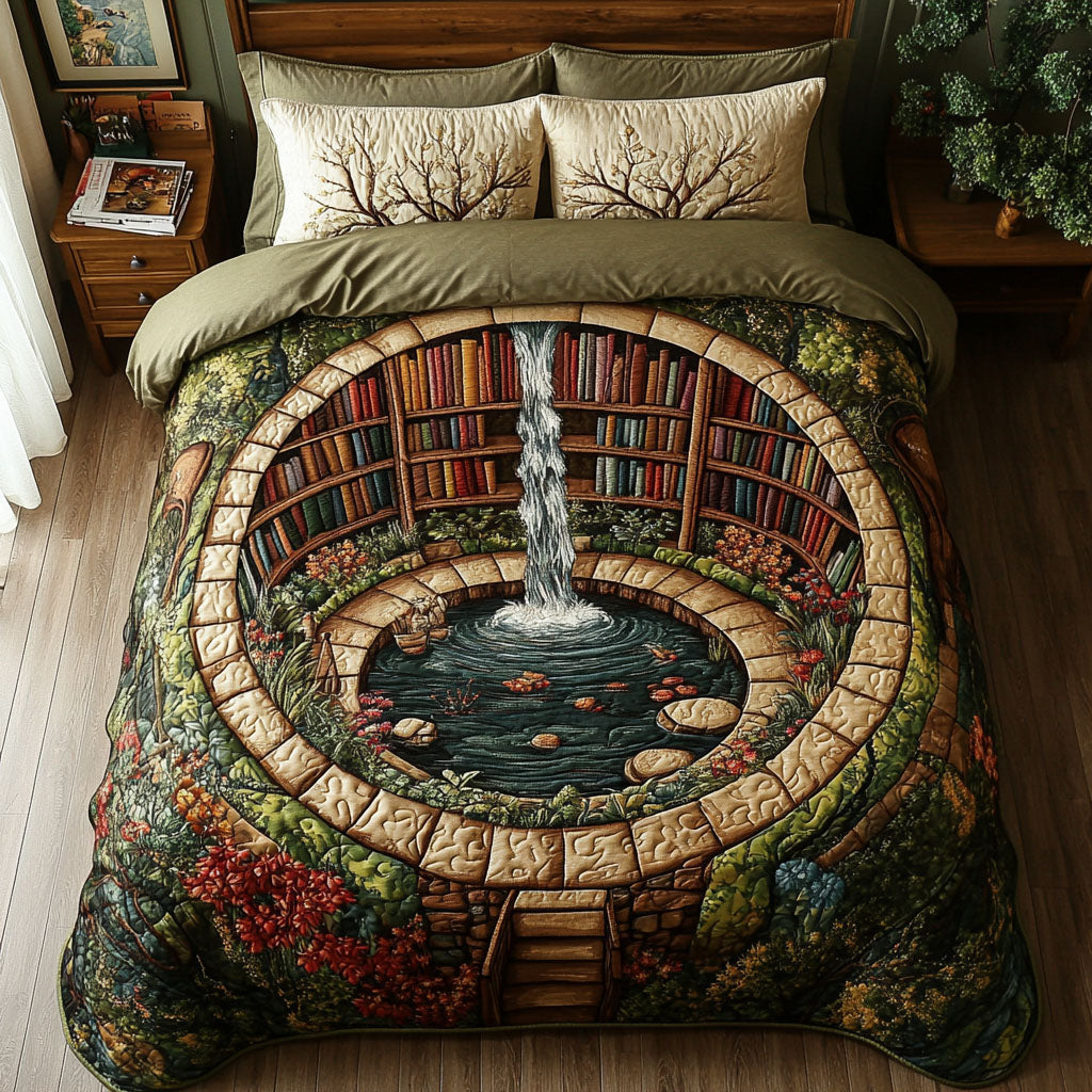 Storybook Haven Quilted Bedding Set Holiday Season Duvet Cover Set Birthday Presents For Book Lovers