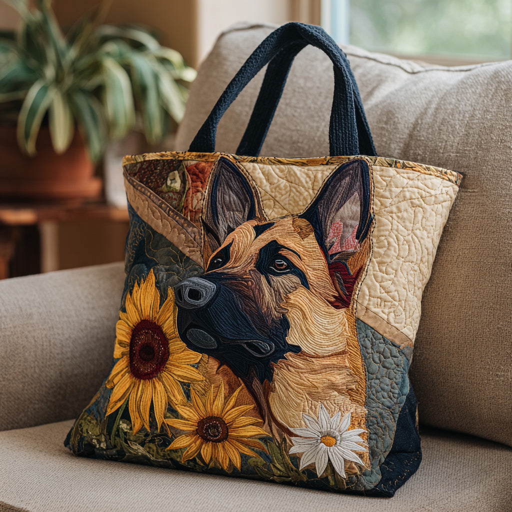 Summer German Shepherd Quilted Tote Bag Large Tote Bag Gift For German Shepherd Lover