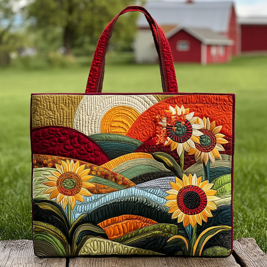 Summer Sunscape Quilted Tote Bag Best Shoulder Handbags Sunflower Christmas Gift Ideas