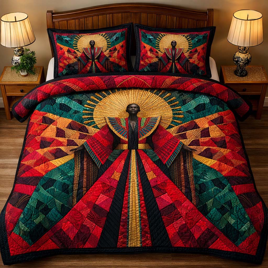 Sun Empress Quilted Bedding Set Good Sheet Sets Melanin African American Gifts