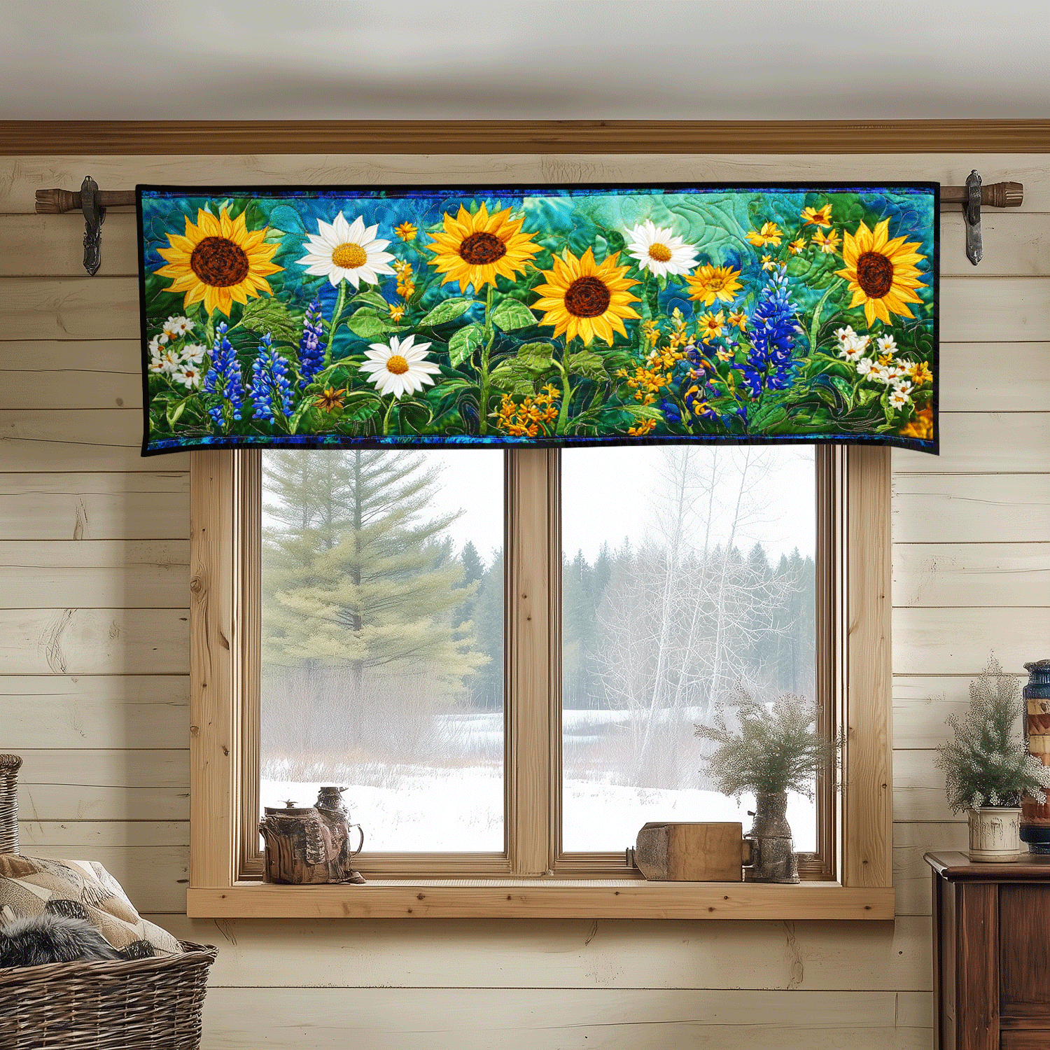 Sunburst Bloom Quilted Valance Outdoor Decor Sunflower Gifts For Friends