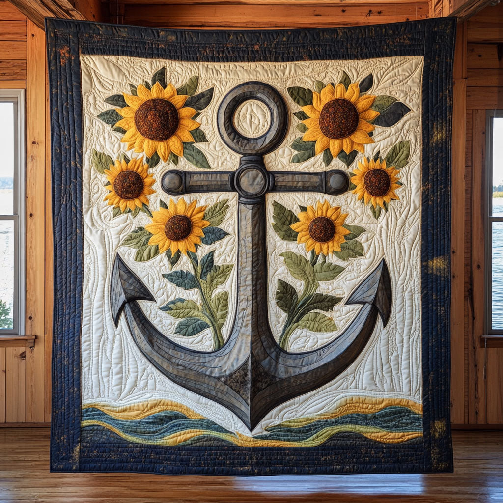 Sunflower Anchor Quilt Luxury Quilt Blanket for Elegant Home Decor