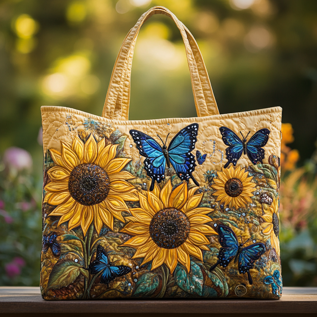 Sunflower Bliss Quilted Tote Bag Perfect Shoulder Bag Sunflower Gift Items