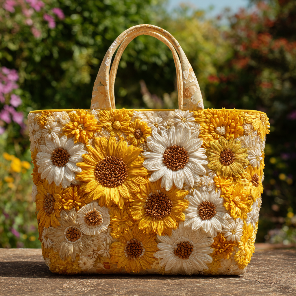 Sunflower Burst Quilted Tote Bag Tote Bags For Women Sunflower Theme Gifts Merchandise