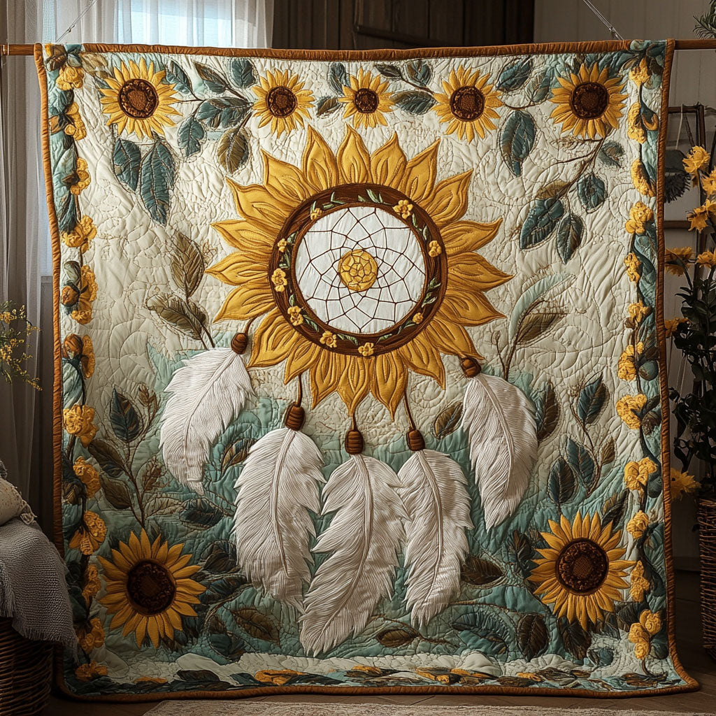 Sunflower Dreamcatcher Cozy Quilt Classic Quilt Blanket for Cozy and Warm Nights
