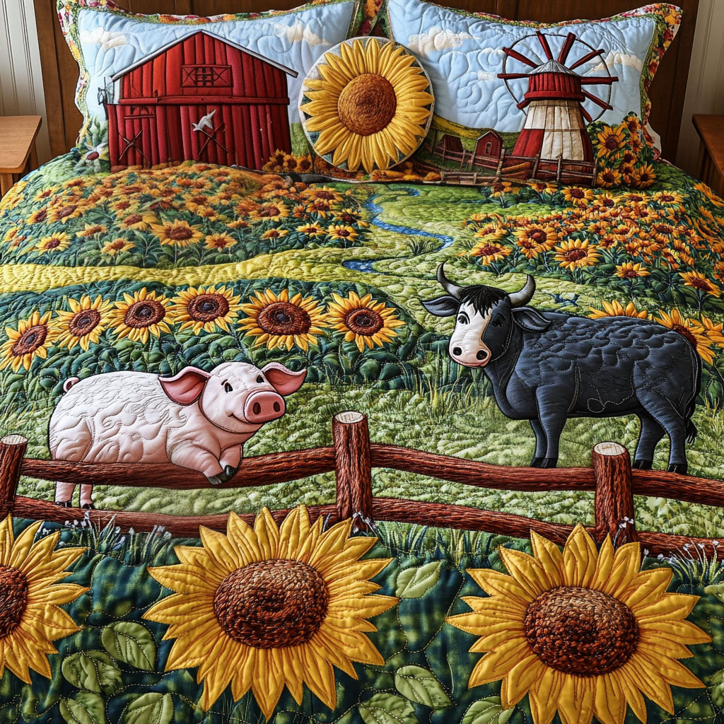 Sunflower Farm Quilted Bedding Set Farmhouse Bed Ideas Gifts For My Mother In Law