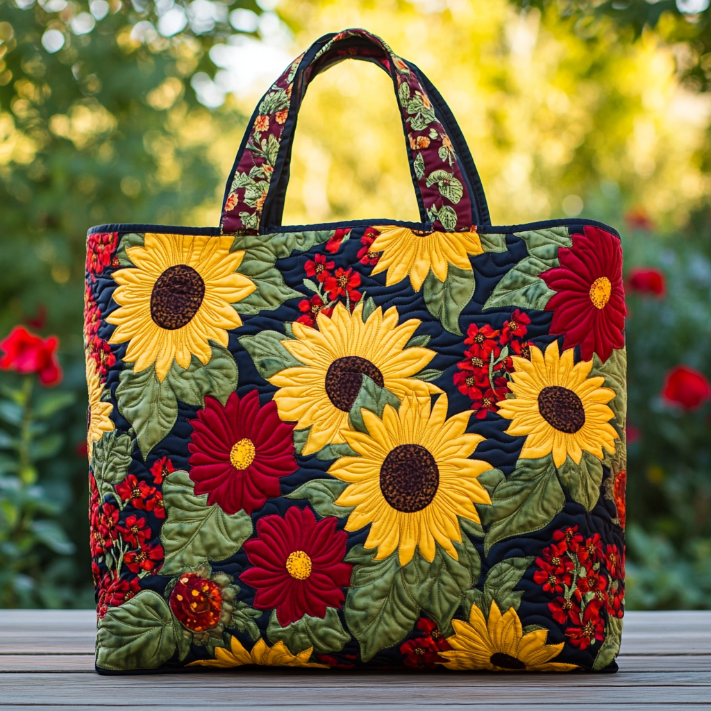 Sunflower Joy Quilted Tote Bag Shoulder Bags For Women Sunflower Birthday Gifts