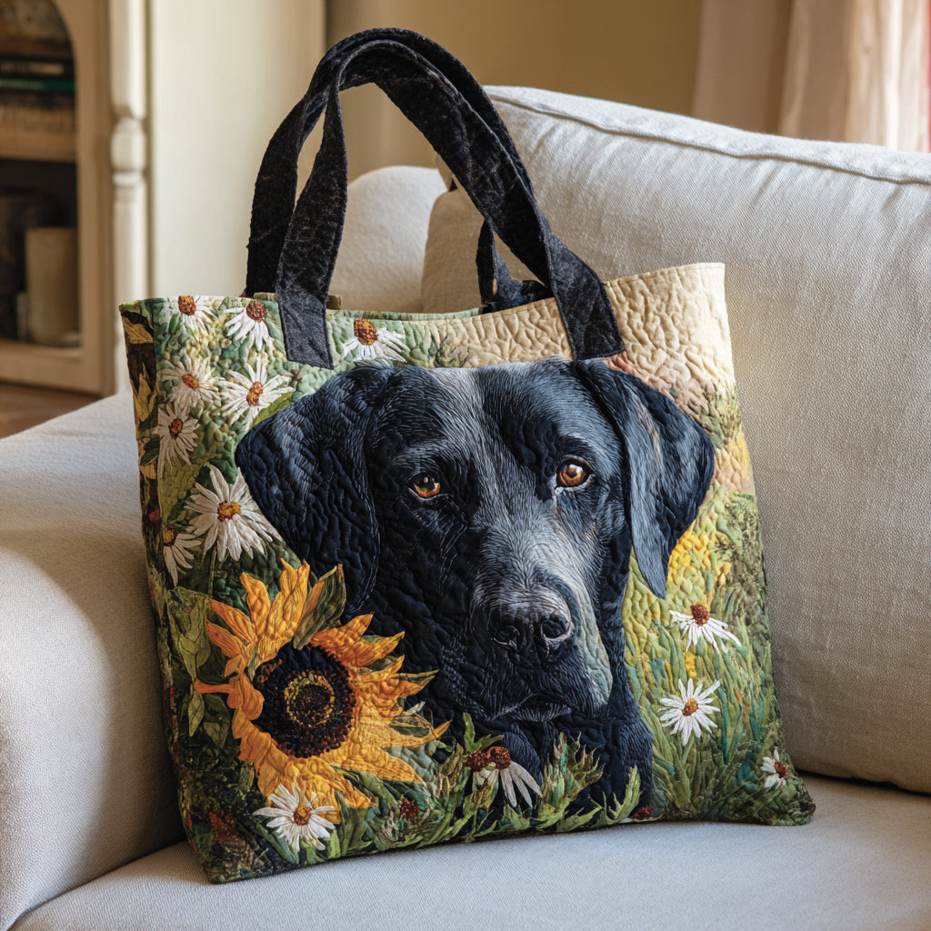 Sunflower Lab Field Quilted Tote Bag Ladies Shoulder Bags Labrador Gifts For Dog Lovers
