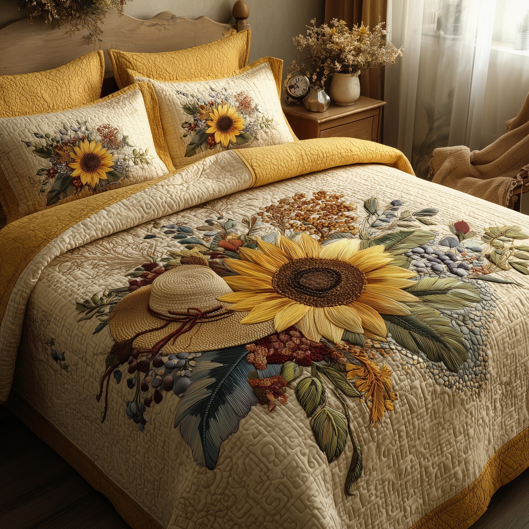 Sunflower Quilted Bedding Set Best Bedding Comforter Sets Sunflower Theme Gifts Merchandise