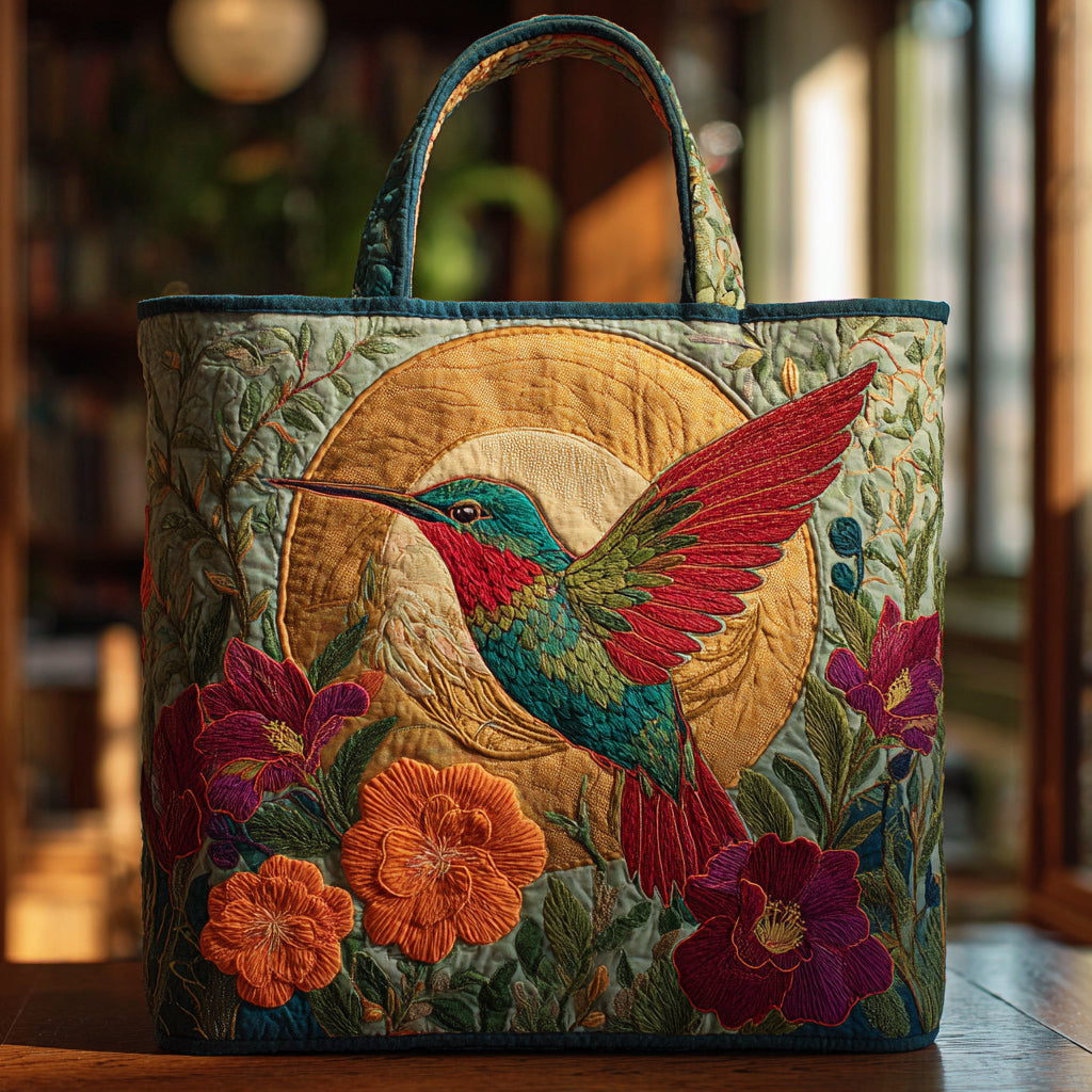 Sunlit Hummingbird Quilted Tote Bag Large Tote Bag Hummingbird Gifts For Mom Mother's Day