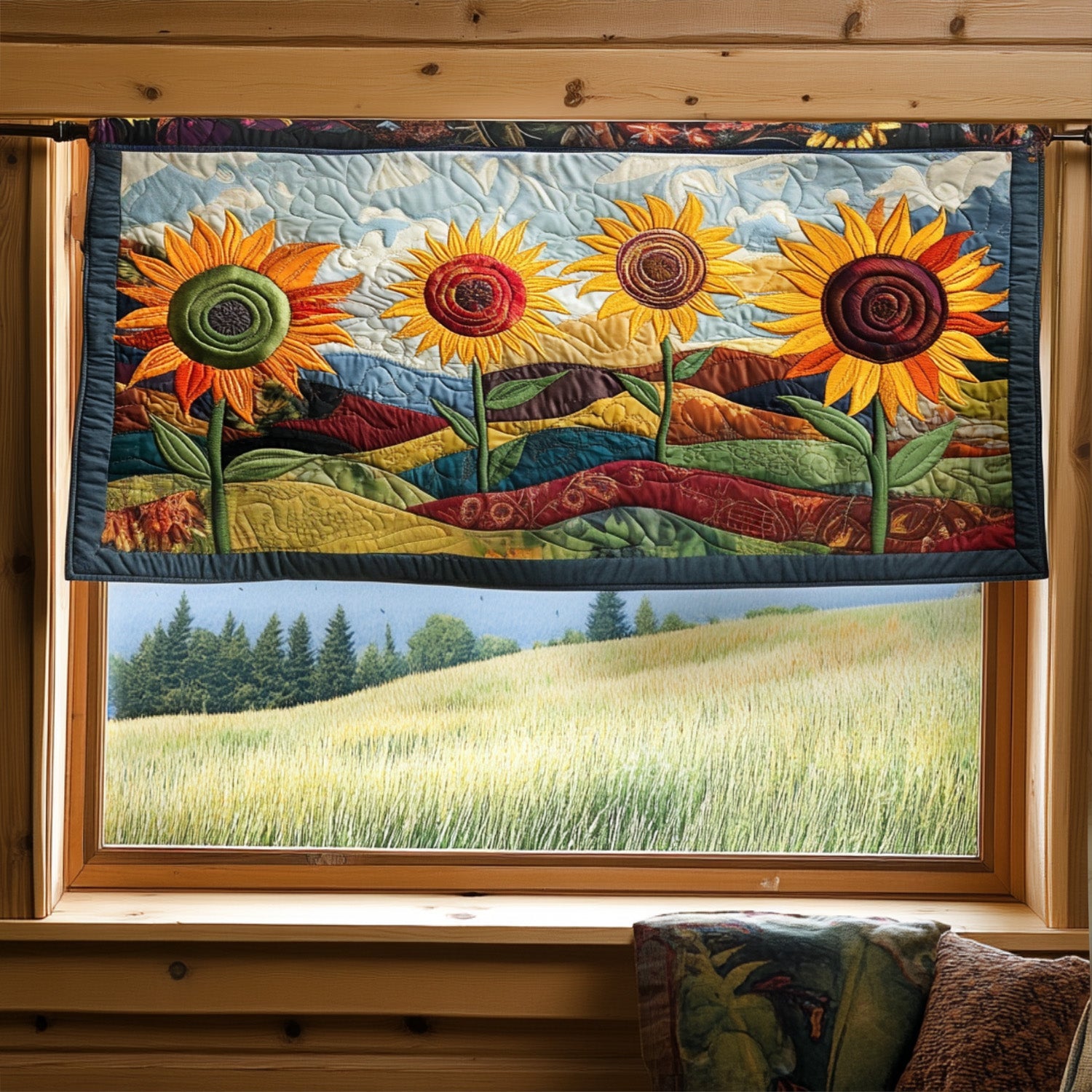 Sunny Bloom Drift Quilted Valance Christmas Entryway Decor Flower Lavender Presents