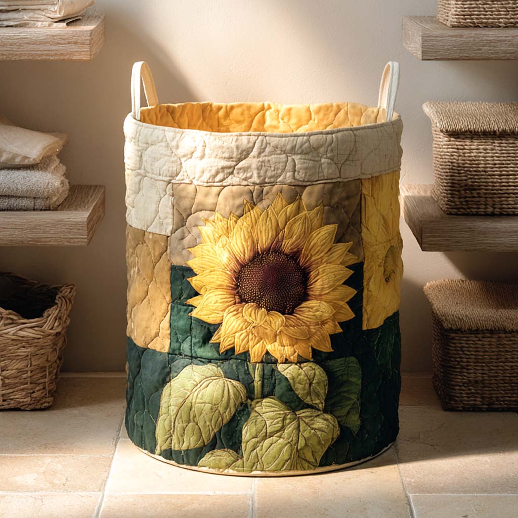 Sunny Bloom Quilted Laundry Basket Best Clothes Basket Mother's Day Gift Ideas For Wife