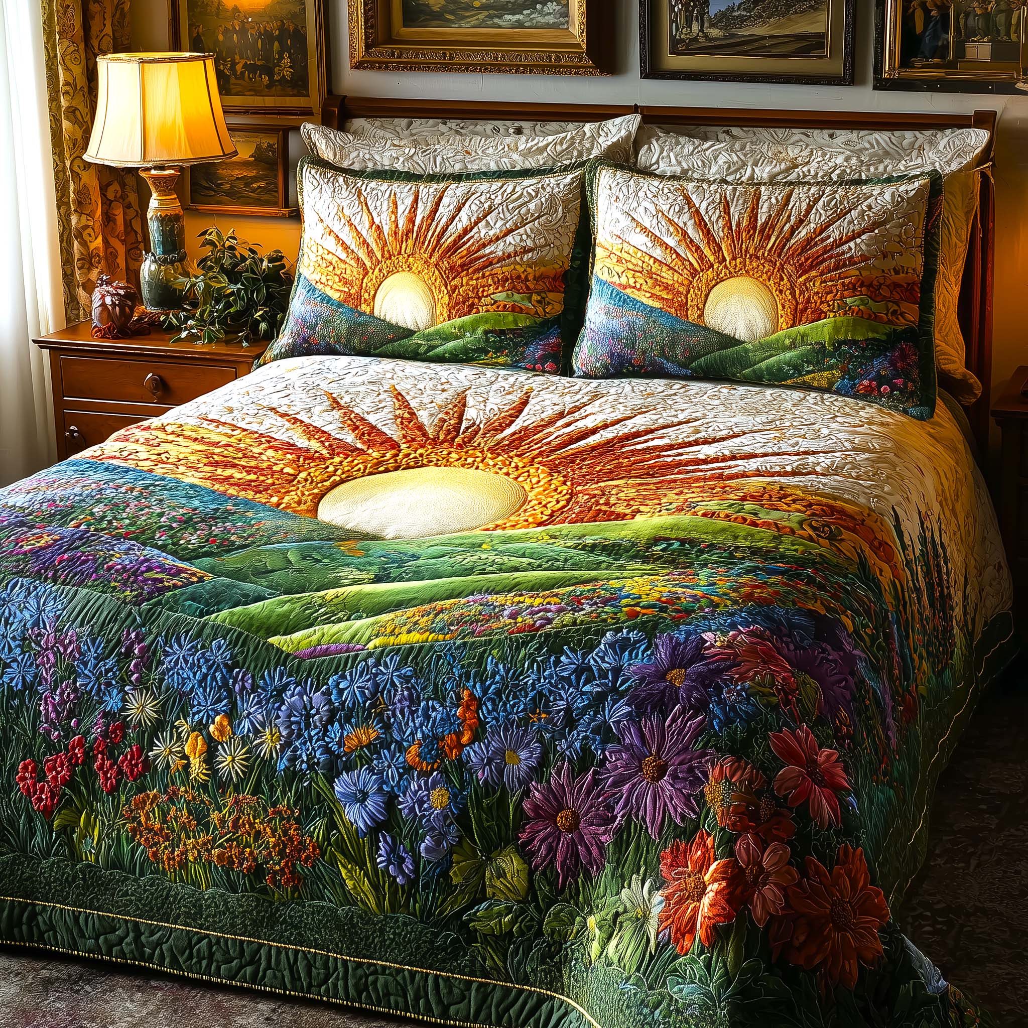 Sunny Meadow Quilted Bedding Set Best Queen Sheets Gifts For Mom