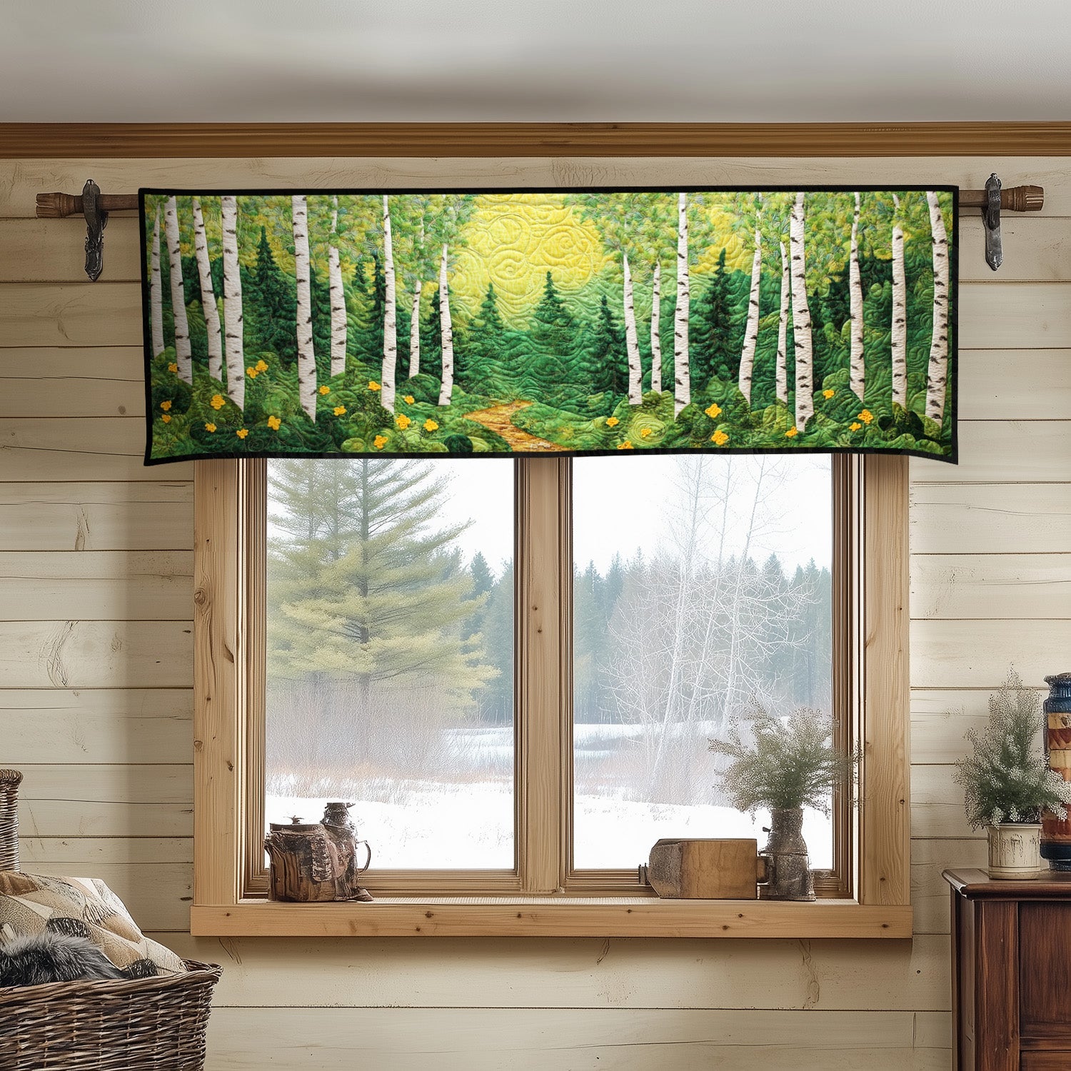 Sunny Pathway Quilted Valance Christmas Decor Gifts For Forestry Majors