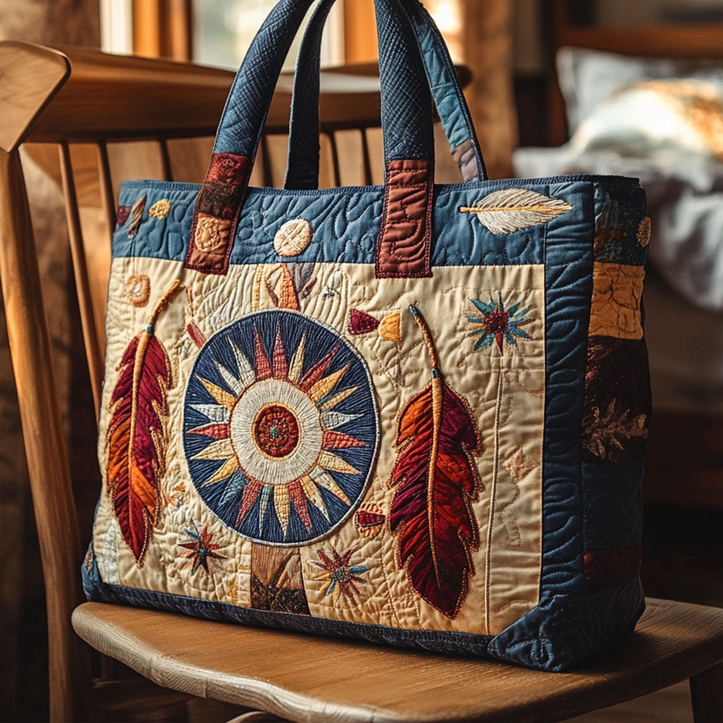 Sunrise Circle Quilted Tote Bag Best Handbag For Everyday Use Native American Presents