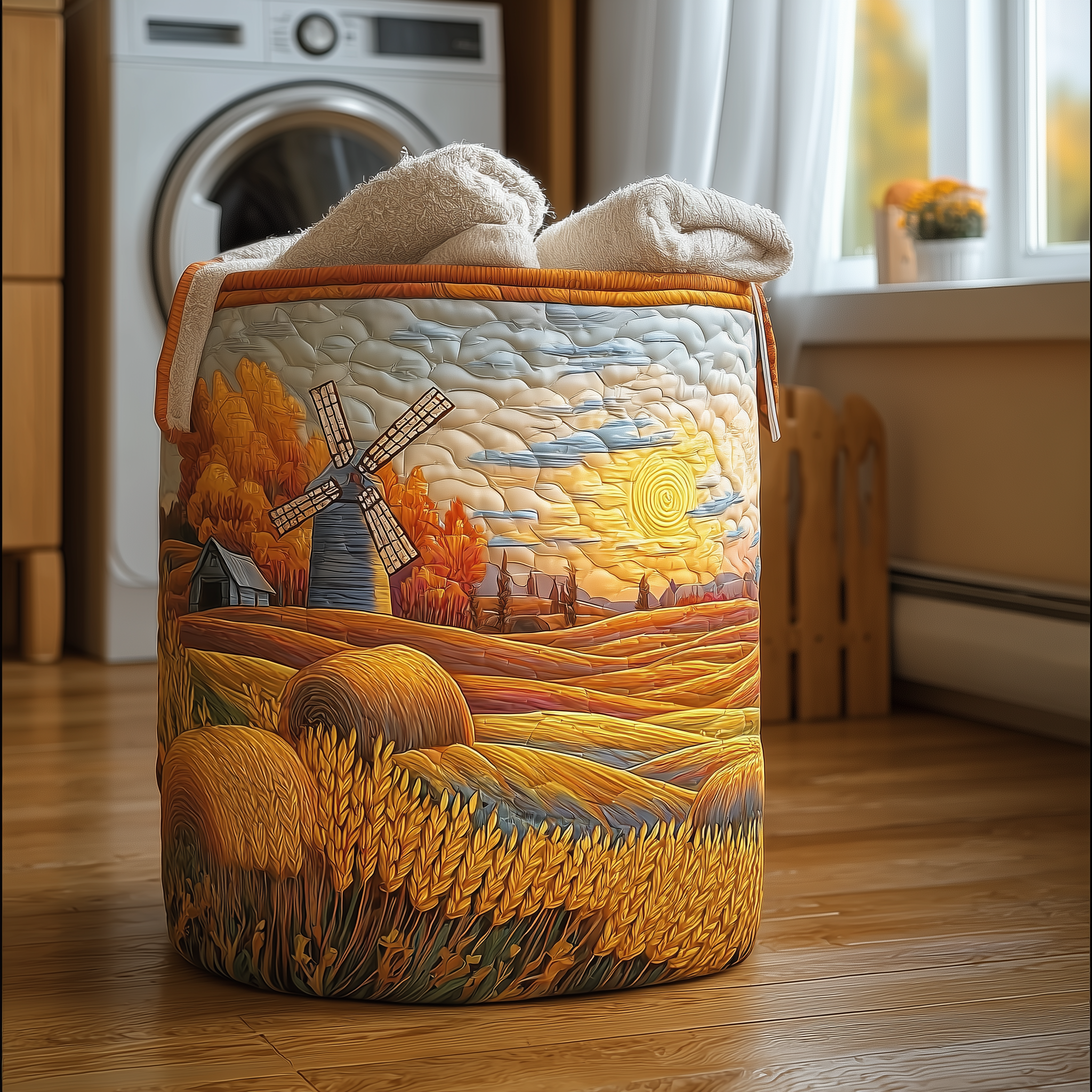 Sunset Harvest Quilted Laundry Basket Unique Cool Laundry Basket Best Mothers Day Gift For Wife