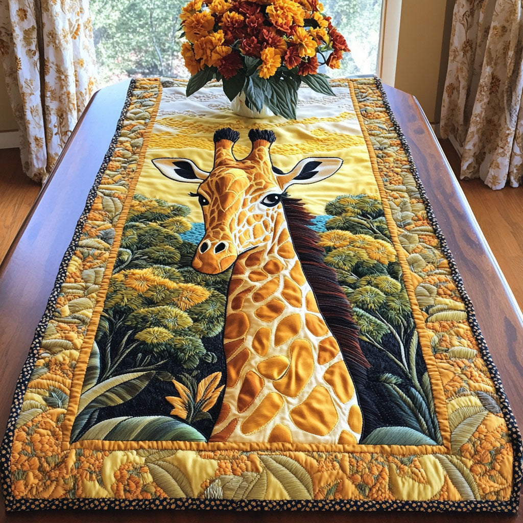Sunset Savannah Giraffes Quilted Table Runner Dining Table Ideas Presents For Giraffe Lovers