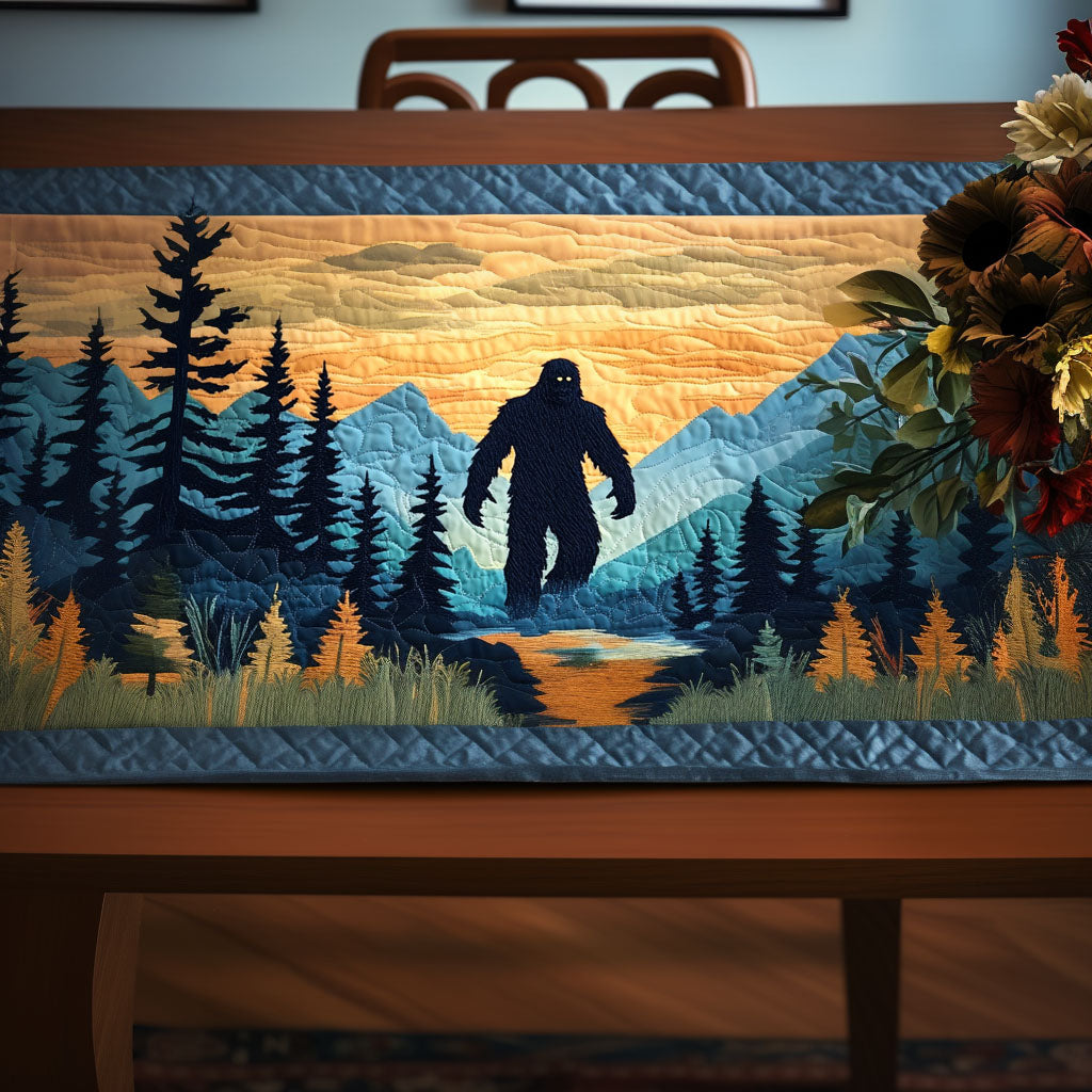 Sunset Stalker Quilted Table Runner Dinner Table Decor Ideas Gifts For People Who Like Bigfoot