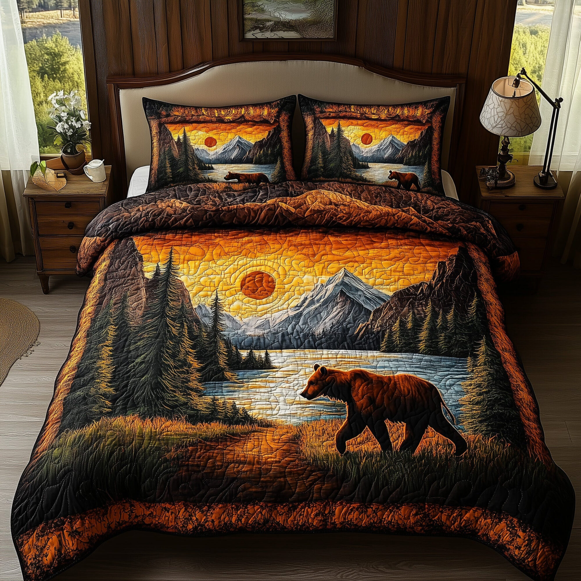 Sunset Wanderer Quilted Bedding Set Sunset Wildlife Wildlife Animal Bedding Presents