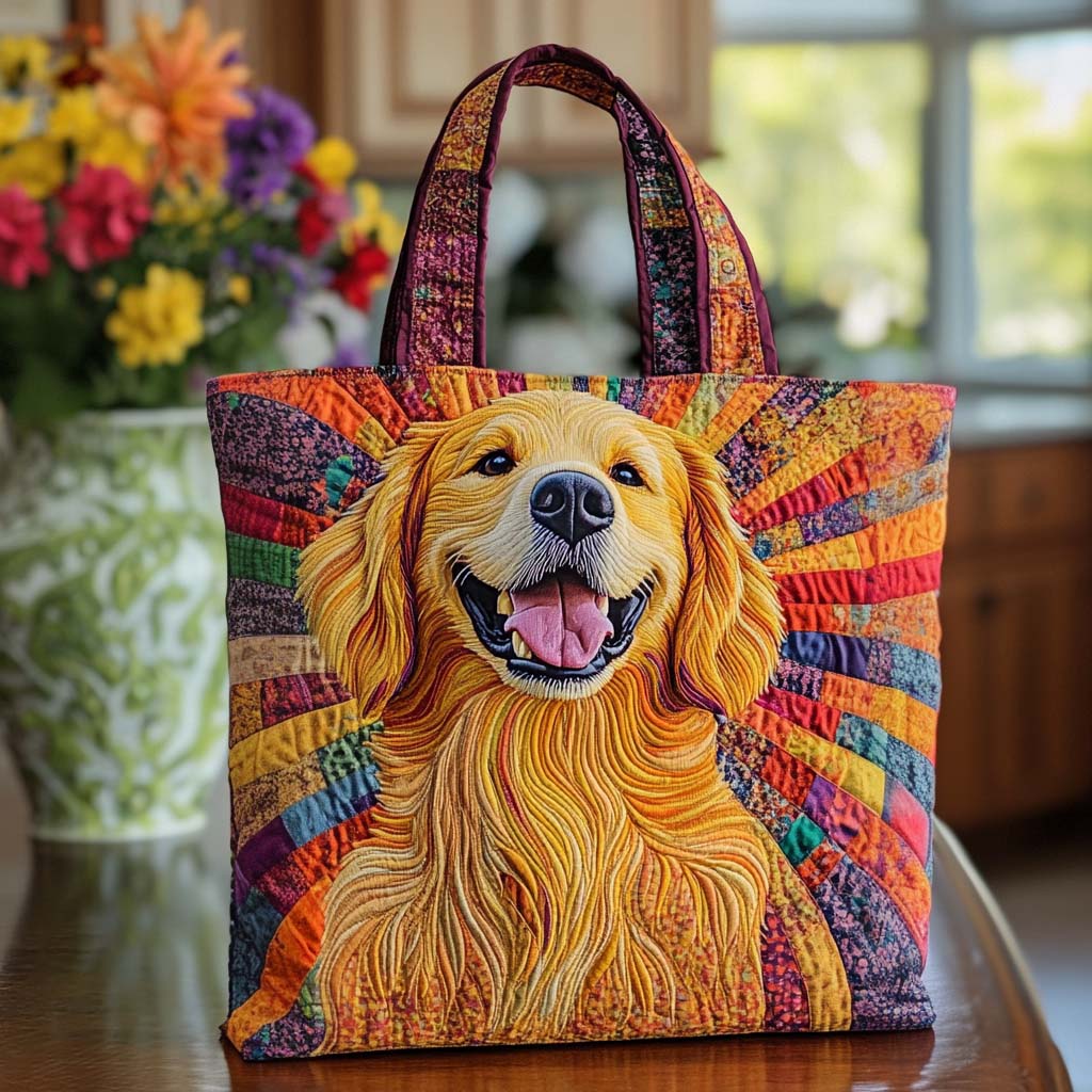 Sunshine Golden Smile Quilted Tote Bag Best Everyday Tote Golden Retriever Gifts For Owners