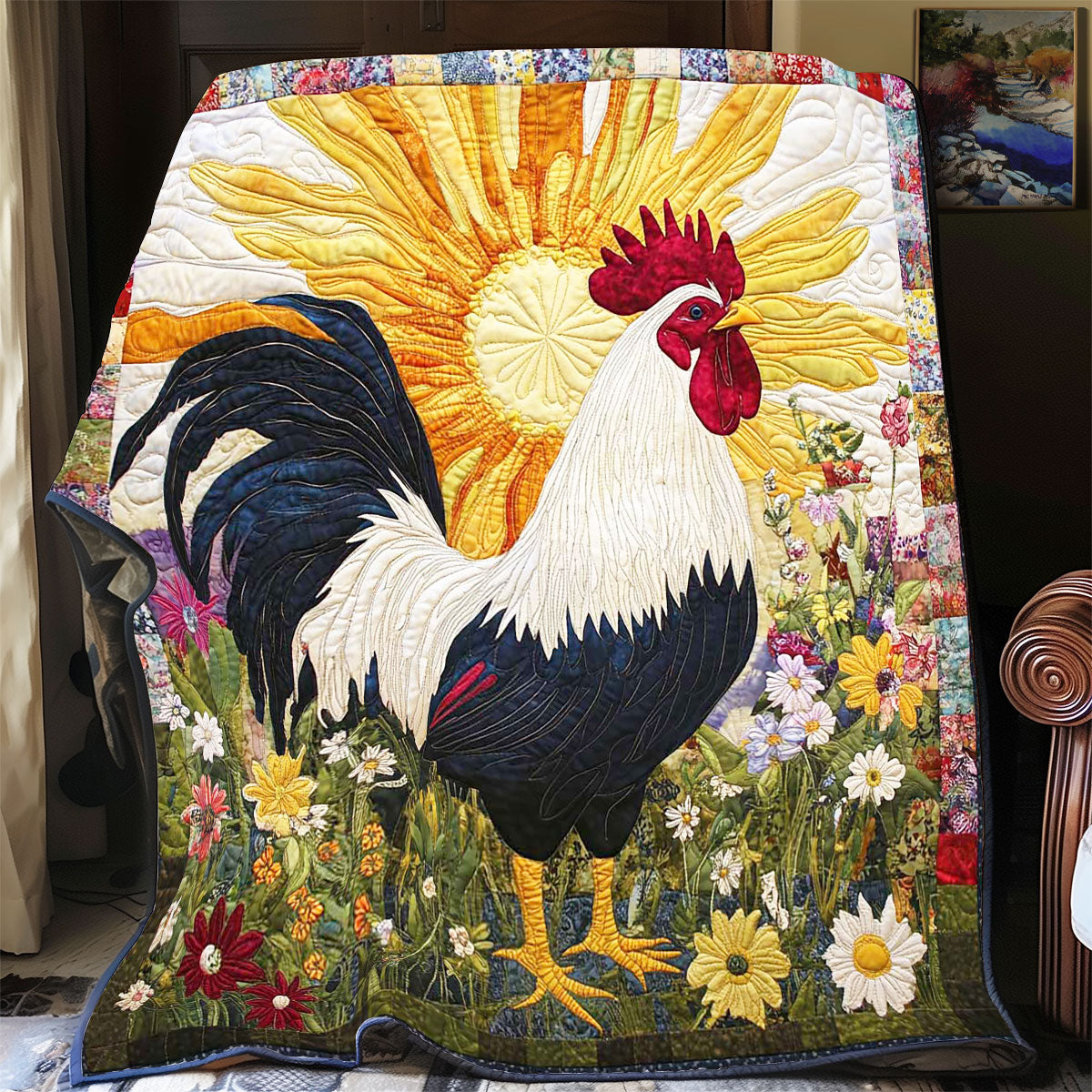 Sunshine Rooster Quilt Ultra-Soft Quilt Blanket for Hotel-Like Experience