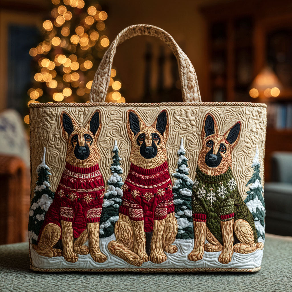 Sweater Shepherd Family Quilted Tote Bag Totes For Christmas Best Gifts For Dog Owners