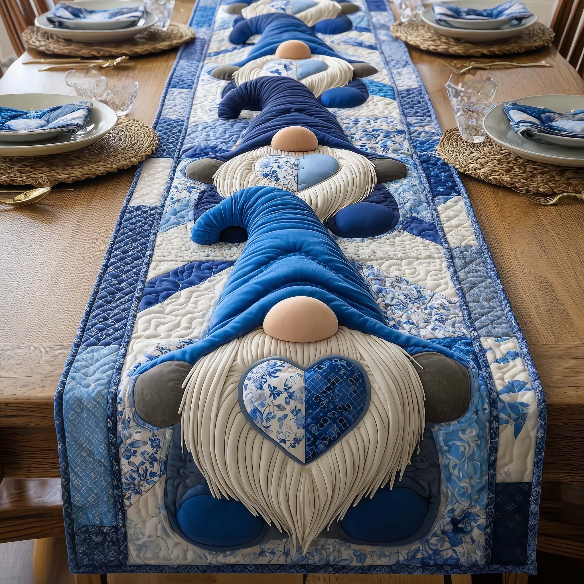 Sweetheart Gnomeville Quilted Table Runner Valentines Day Decor Table Valentine Day Gifts For My Wife