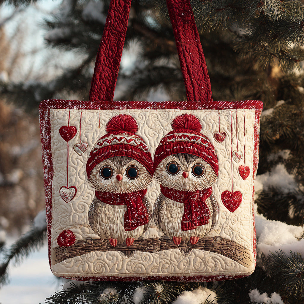 Sweetheart Owls Quilted Tote Bag Handbag For Women Sausage Dog Themed Gifts