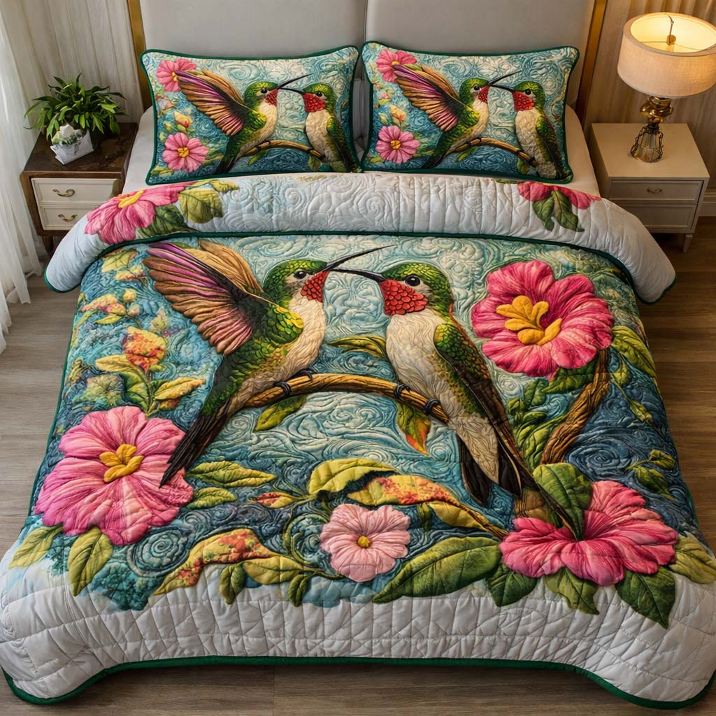Teal Romance Quilted Bedding Set Cool Bedroom Ideas Birthday Gifts For Hummingbird Lovers