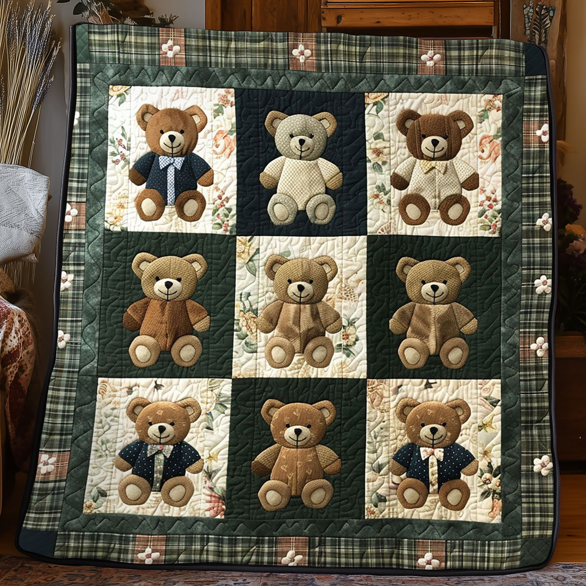 Teddy Bear Quilt Luxury Quilt Blanket Gift for Elegant Interiors