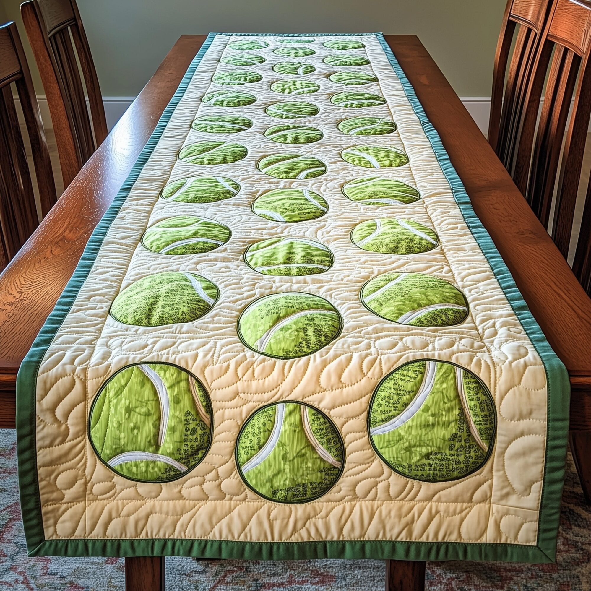 Tennis Time Quilted Table Runner Dinner Table Runner Fathers Day Presents