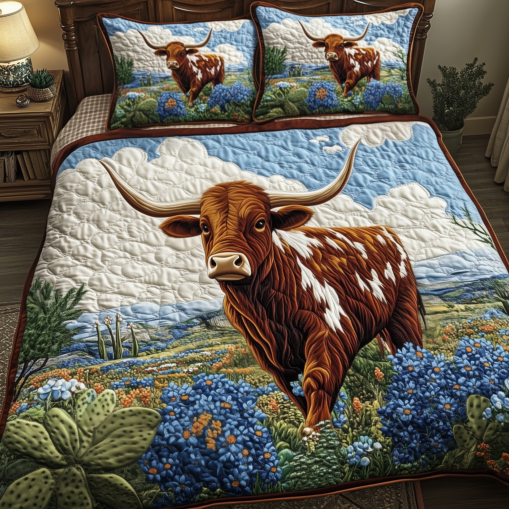 Texas Longhorn Quilted Bedding Set Best King Sheets Texas Gift Ideas