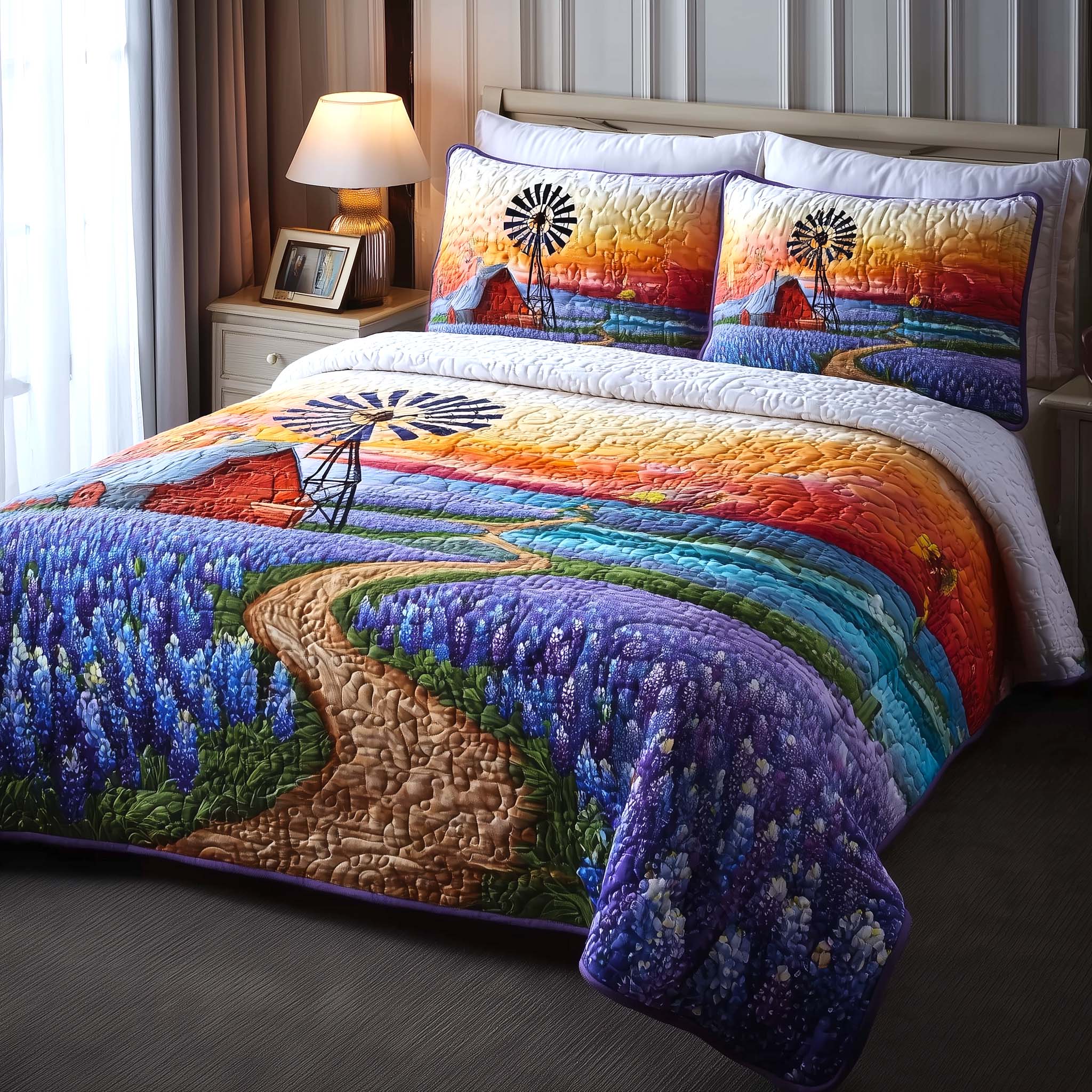 Texas Meadow Quilted Bedding Set Best King Sheet Set Best Gifts From Texas