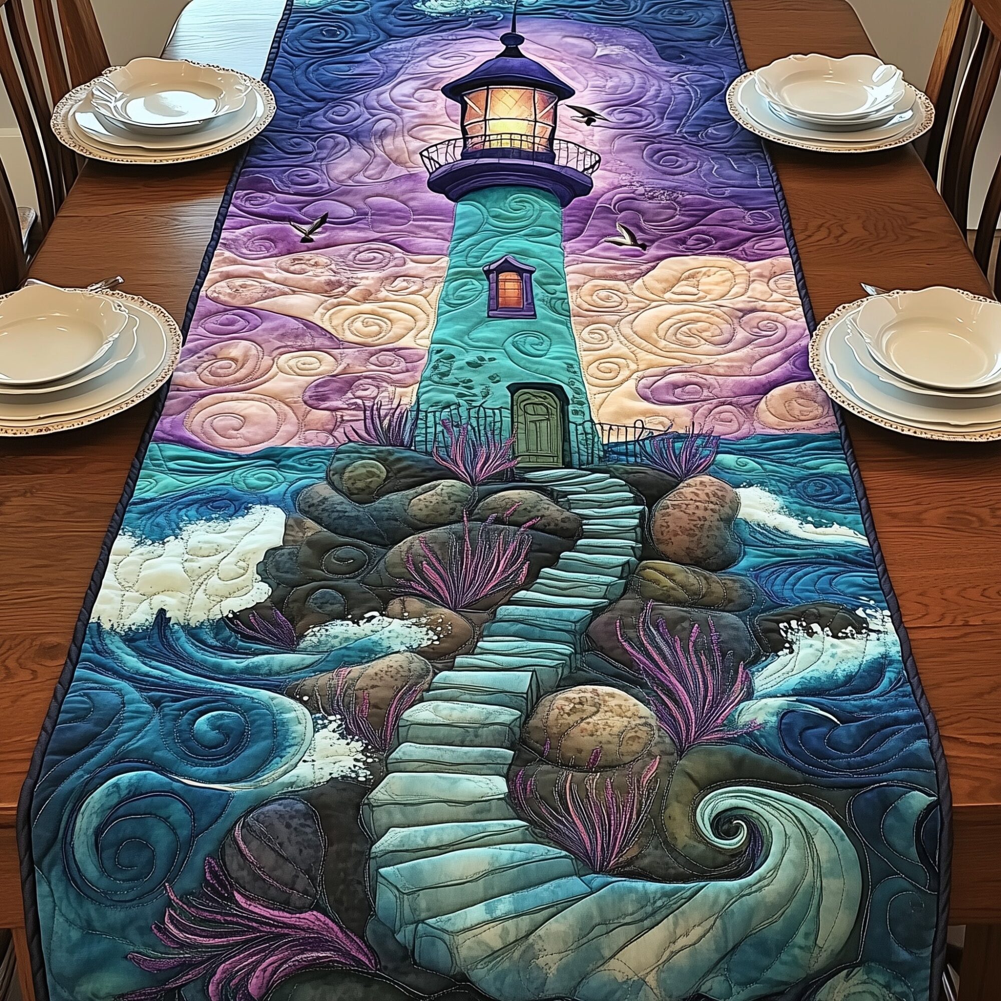 The Aurora Tower Quilted Table Runner Runner Table Mat Best Lighthouse Gift Items