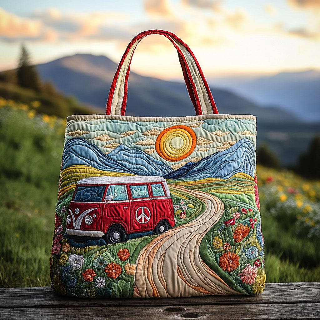 The Bloom Bus Quilted Tote Bag Ladies Shoulder Bags Christmas Gift Ideas For Hippies
