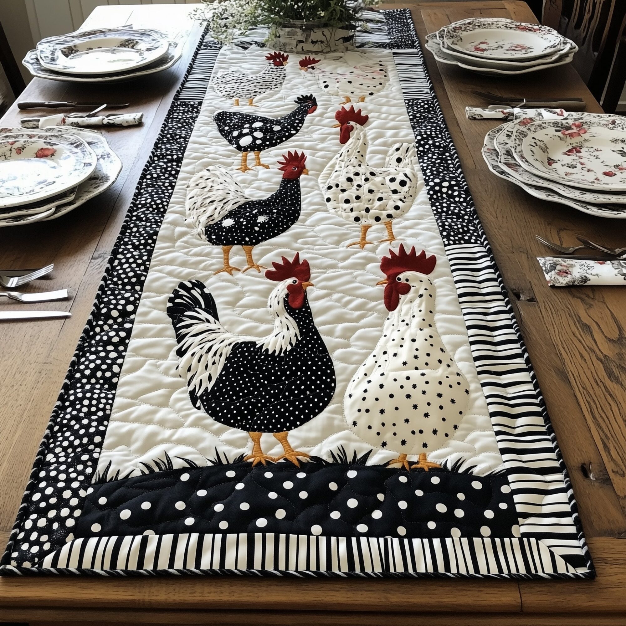 The Coop Troop Quilted Table Runner Kitchen Table Decor Ideas Gifts For Chicken Famers