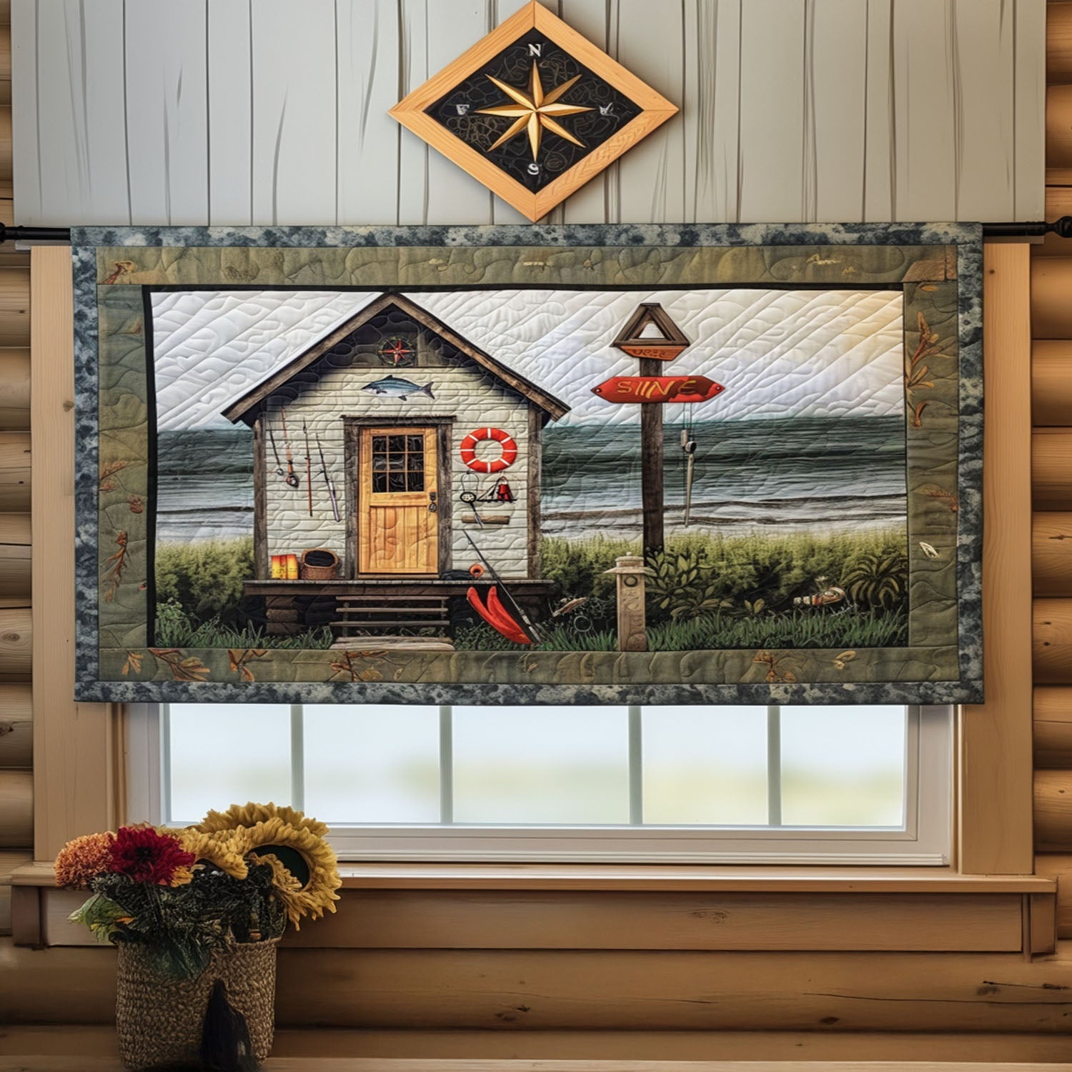 The Fishermans Hut Quilted Valance Christmas Decor Awesome Fishing Lover Gift Ideas