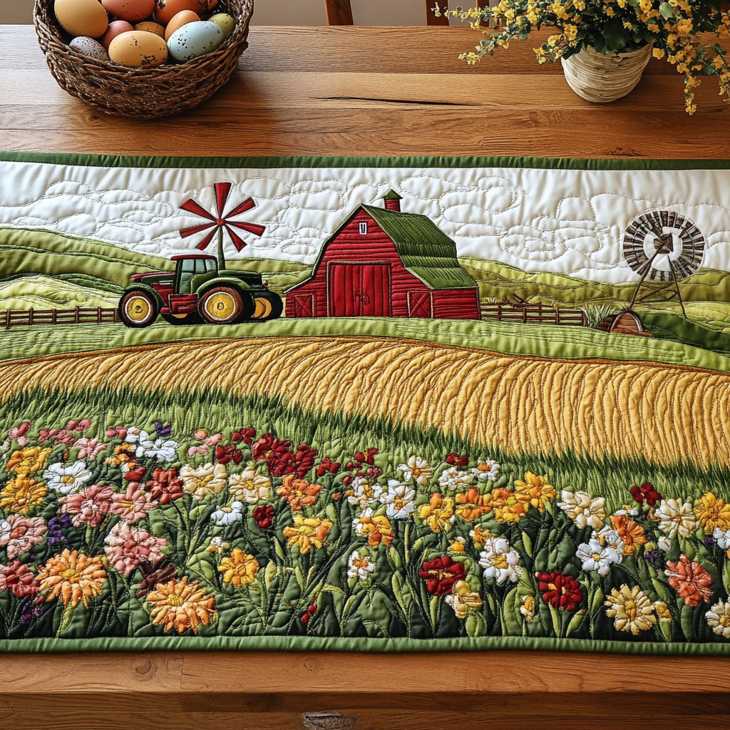 The Flower Farm Quilted Table Runner Kitchen Table Decor Christmas Present For Farmer