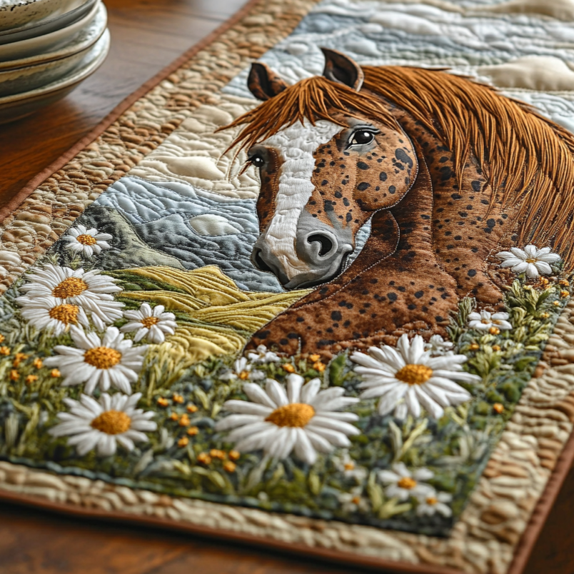 The Flowered Mare Quilted Table Runner Dining Table Decor Unique Gifts For Horse Owners