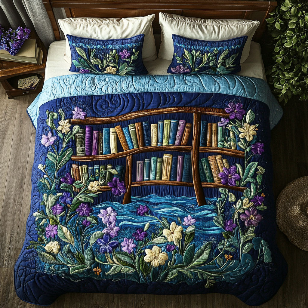 The Flowing Shelves Quilted Bedding Set Best Christmas Duvet Cover Set Book Themed Birthday Gifts