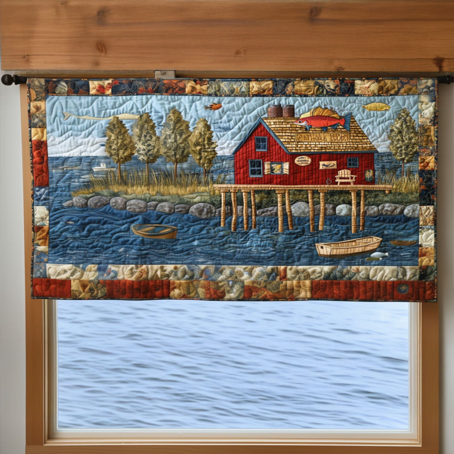 The Quiet Dock Quilted Valance Modern Holiday Decor Best Fishing Christmas Gifts