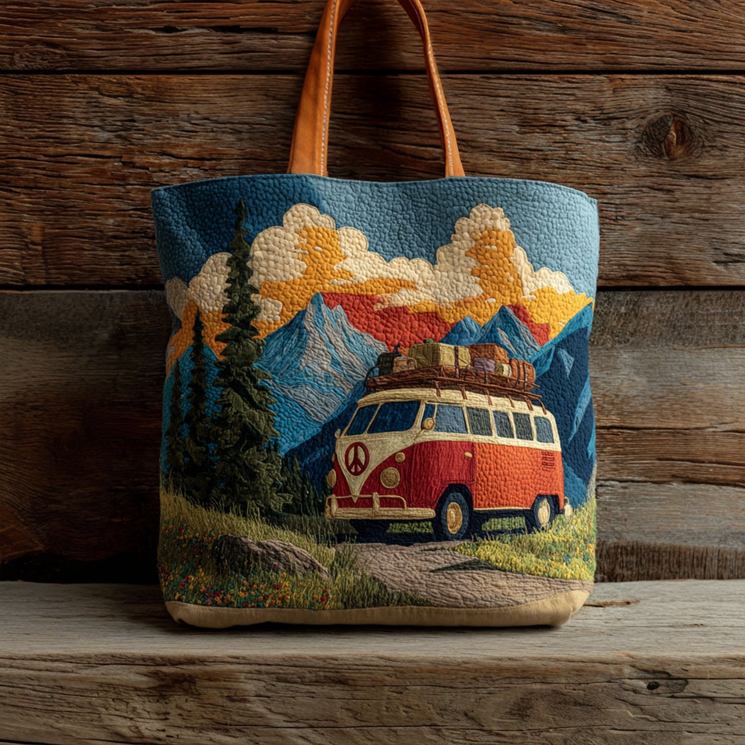The Scenic Route Quilted Tote Bag Shoulder Bag Cute Christmas Gifts For Hippie Mom