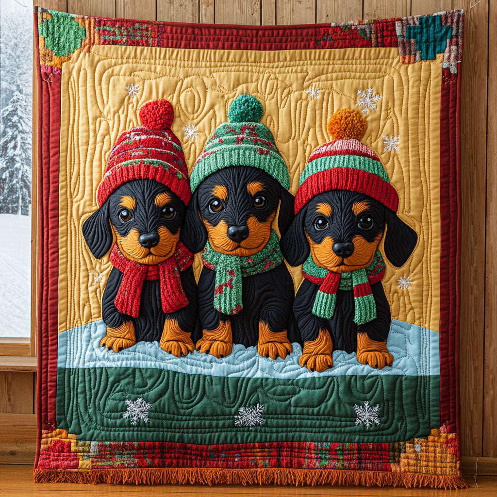 Three Little Dachshunds Quilt Soft and Cozy Quilt Blanket for Comfortable Sleep