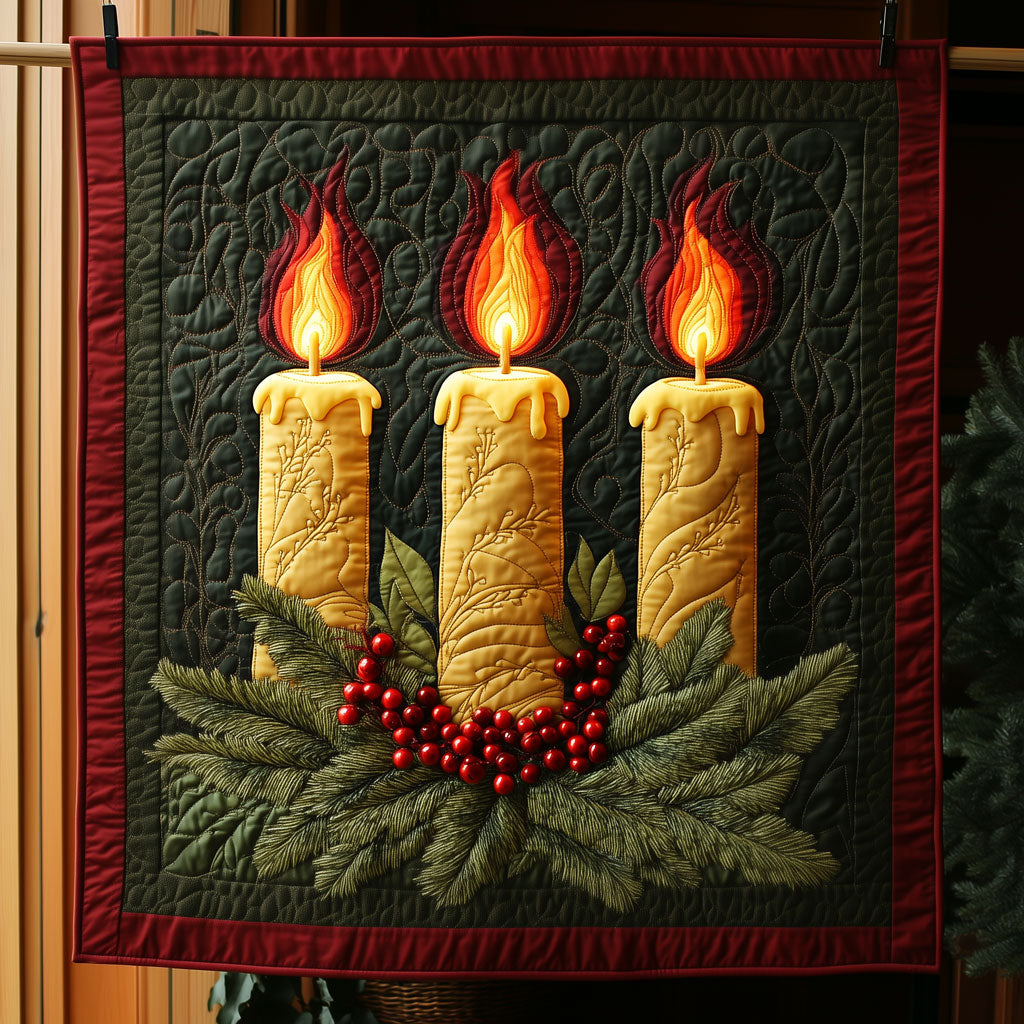 Three Tall Christmas Candles Quilt Premium Quilt Blanket Gift for Cozy Winter Nights