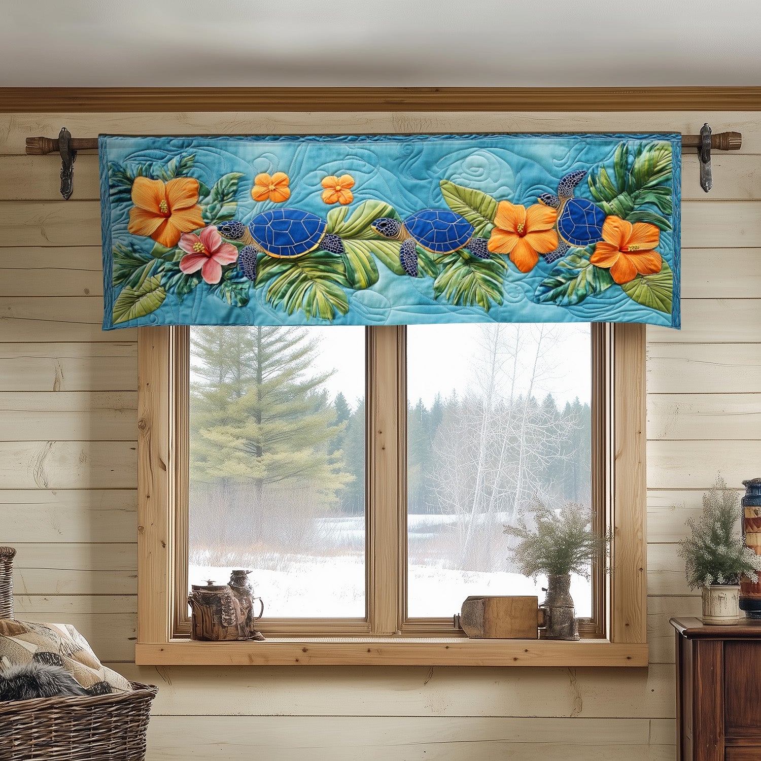 Tidepool Harmony Quilted Valance Front Door Entryway Ideas Presents For Turtle Lovers